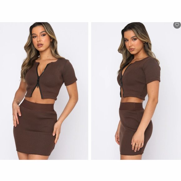 WHITE FOX Where Are You Now Crop Chocolate NWT - Picture 2 of 7